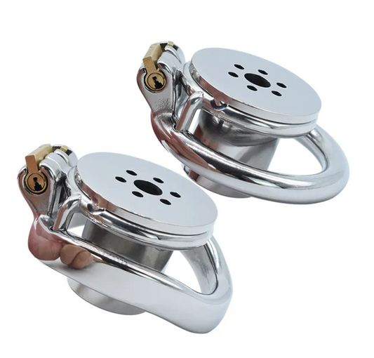 Flat Inverted Chastity Cage with Metal Urethral Catheter - KeepMeLocked
