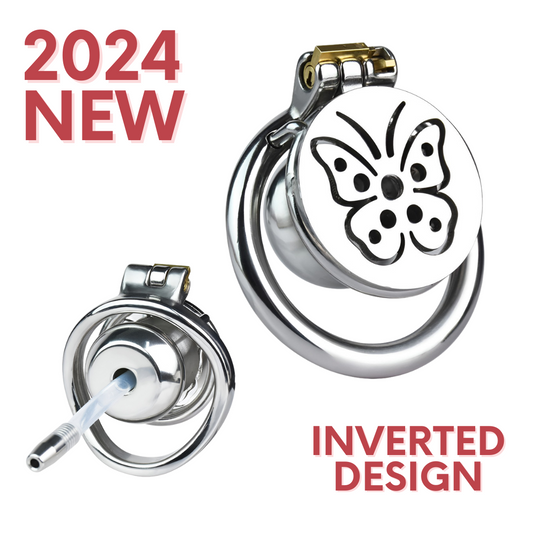 2024 New arrived butterfly inverted chastity cage with silicone urethral tube