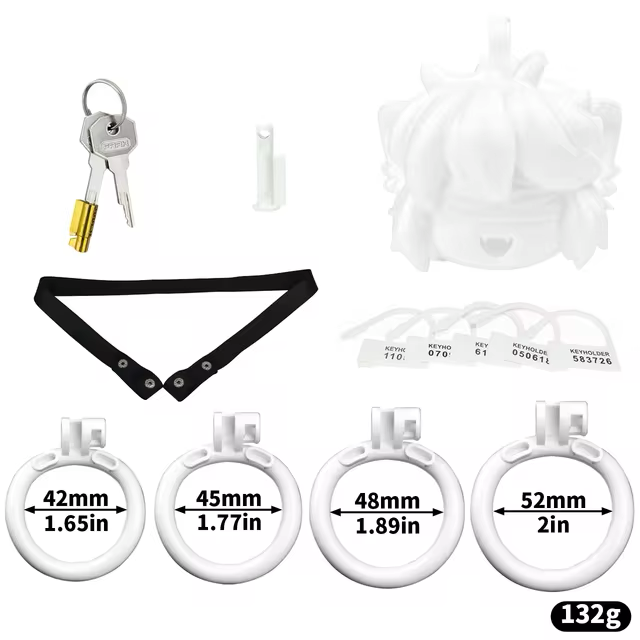 3D Printed Animated Ninja Chastity Cage Kawaii Cock Cage with 4 Rings and Strap