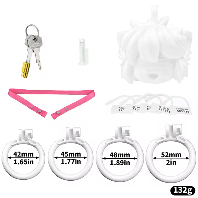 3D Printed Animated Ninja Chastity Cage Kawaii Cock Cage with 4 Rings and Strap