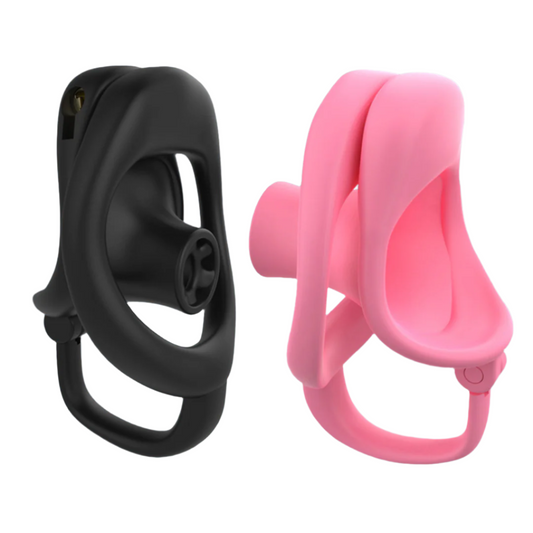 Ultra-Light Inverted Chastity Cage with Ball-Support Ring - Black/Pink 3D Printed Negative Cock Cage