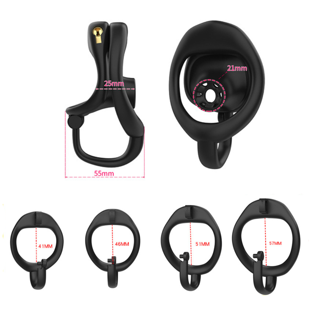 Ultra-Light Inverted Chastity Cage with Ball-Support Ring - Black/Pink 3D Printed Negative Cock Cage