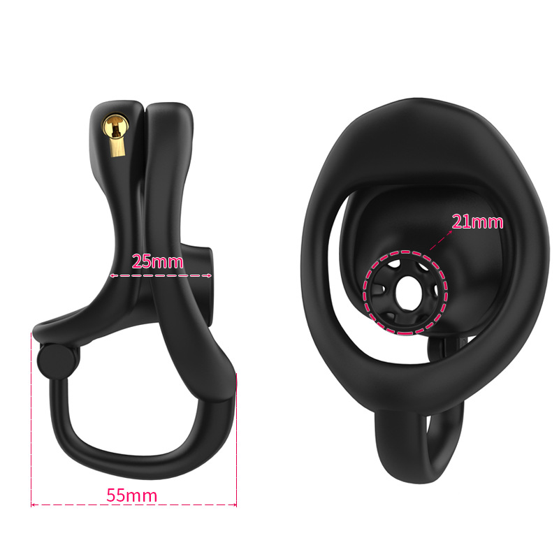 Ultra-Light Inverted Chastity Cage with Ball-Support Ring - Black/Pink 3D Printed Negative Cock Cage
