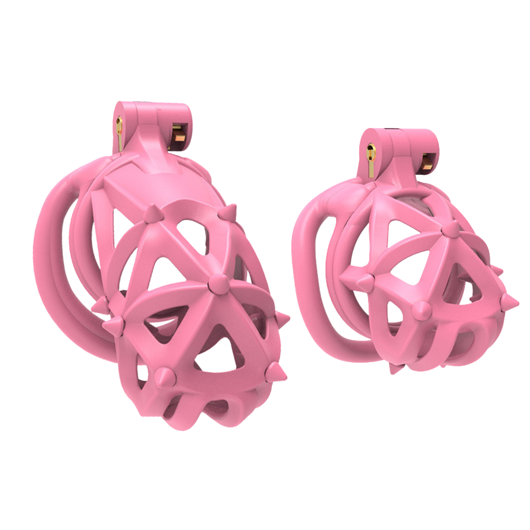 Pink Resin Chastity Cage with Removable Soft Spikes Sex Punishment for Sissy