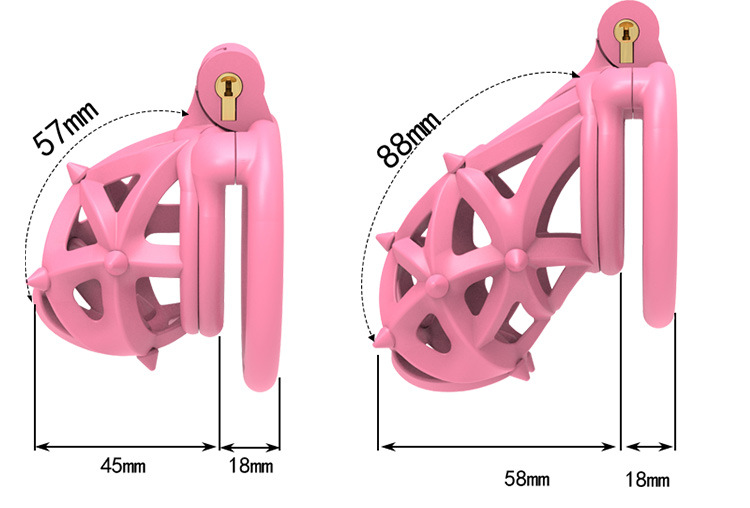 Pink Resin Chastity Cage with Removable Soft Spikes Sex Punishment for Sissy
