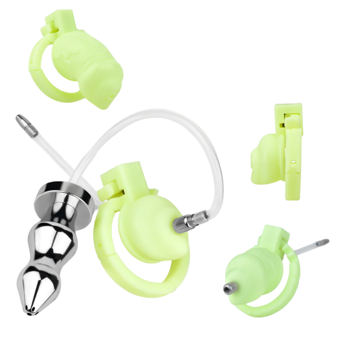 Versatile Resin Chastity Cage with Built-in Adjustable Ring and Detachable Butt Plug