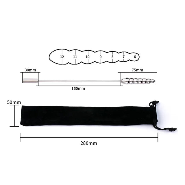 Beaded Thread Metal Urethral Sounding Dilator with Handle Stainless Steel Urethral Catheter Dilator Penis Plug