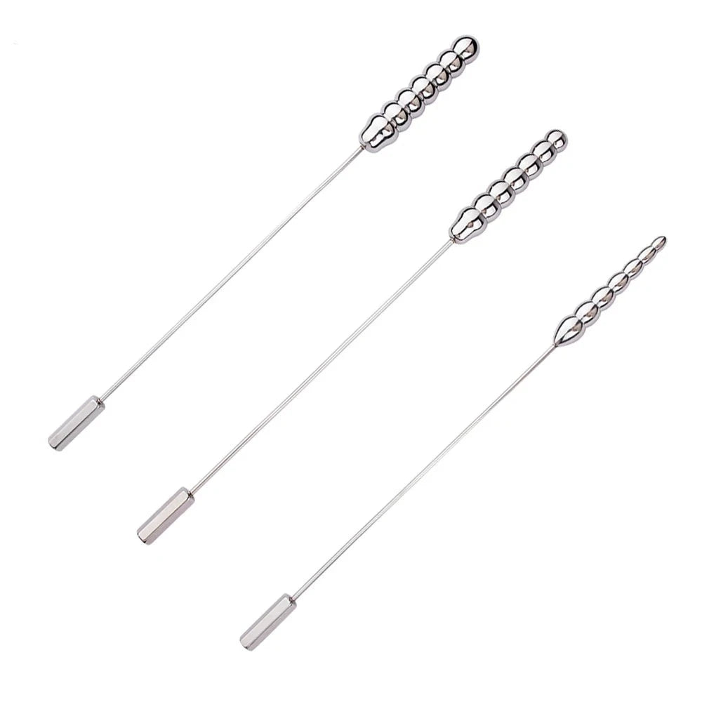 Beaded Thread Metal Urethral Sounding Dilator with Handle Stainless Steel Urethral Catheter Dilator Penis Plug