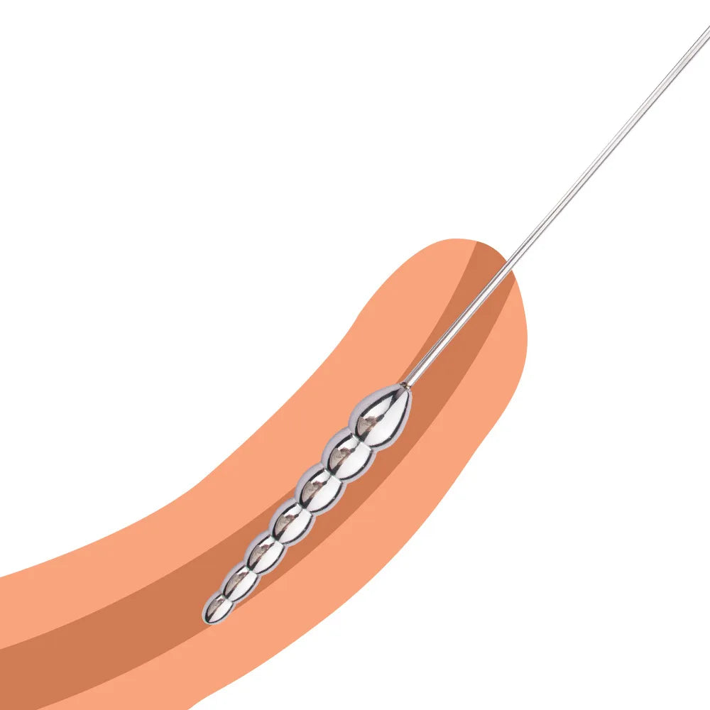 Beaded Thread Metal Urethral Sounding Dilator with Handle Stainless Steel Urethral Catheter Dilator Penis Plug