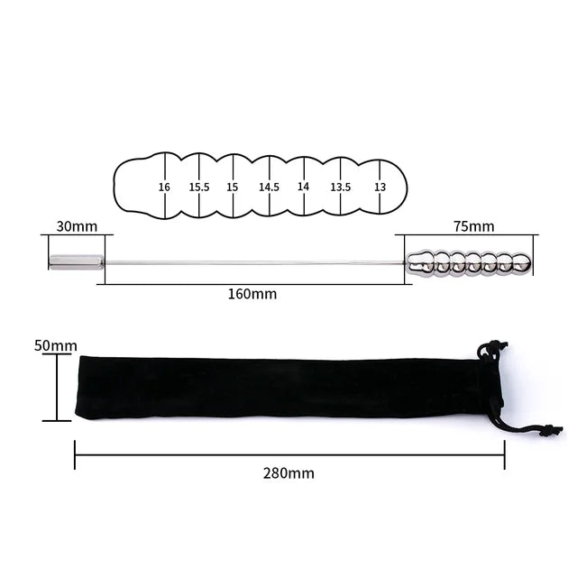 Beaded Thread Metal Urethral Sounding Dilator with Handle Stainless Steel Urethral Catheter Dilator Penis Plug
