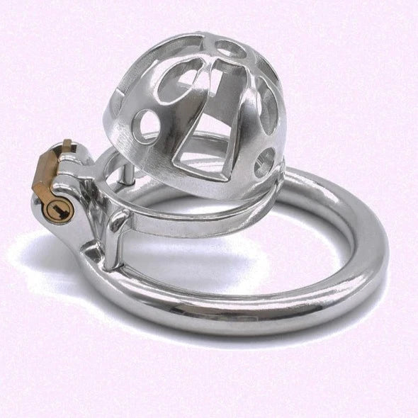 Ultra Small Metal Chastity Cage Device in 3 Sizes with PU Strap