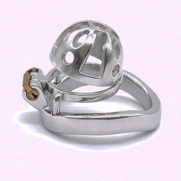 Ultra Small Metal Chastity Cage Device in 3 Sizes with PU Strap