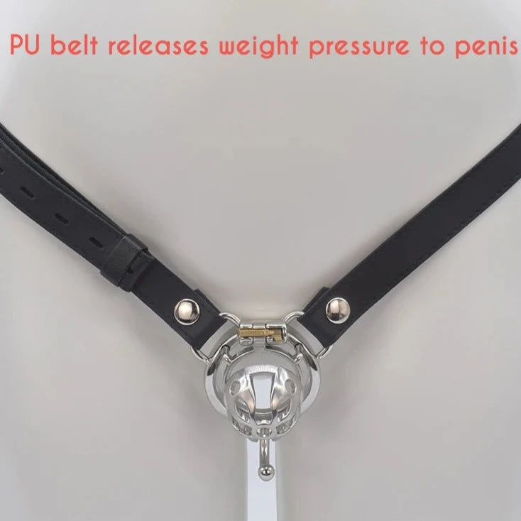 Ultra Small Metal Chastity Cage Device in 3 Sizes with PU Strap