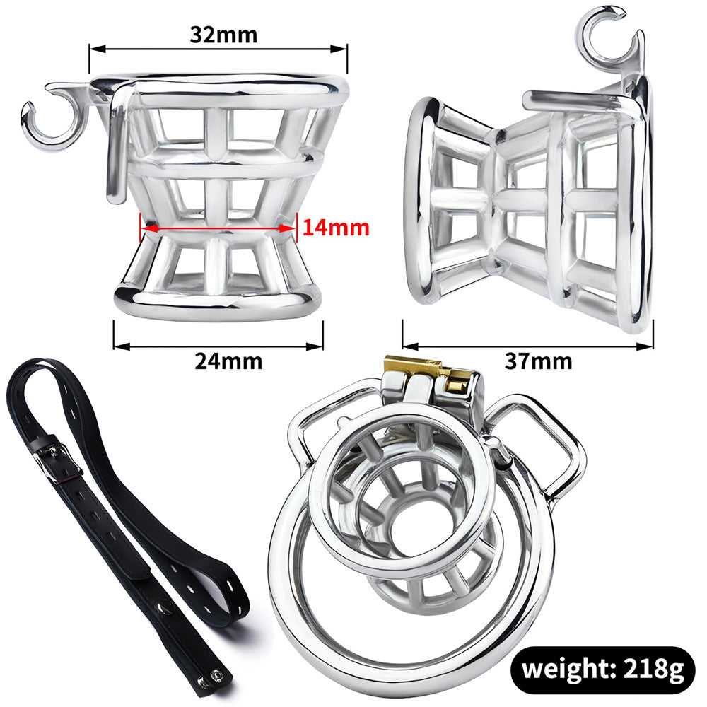 Hollow Negative Chastity Cage with Adjustable PU Strap