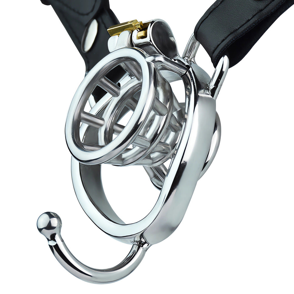 Inverted Chastity Cage with Belt and Scrotum Holder