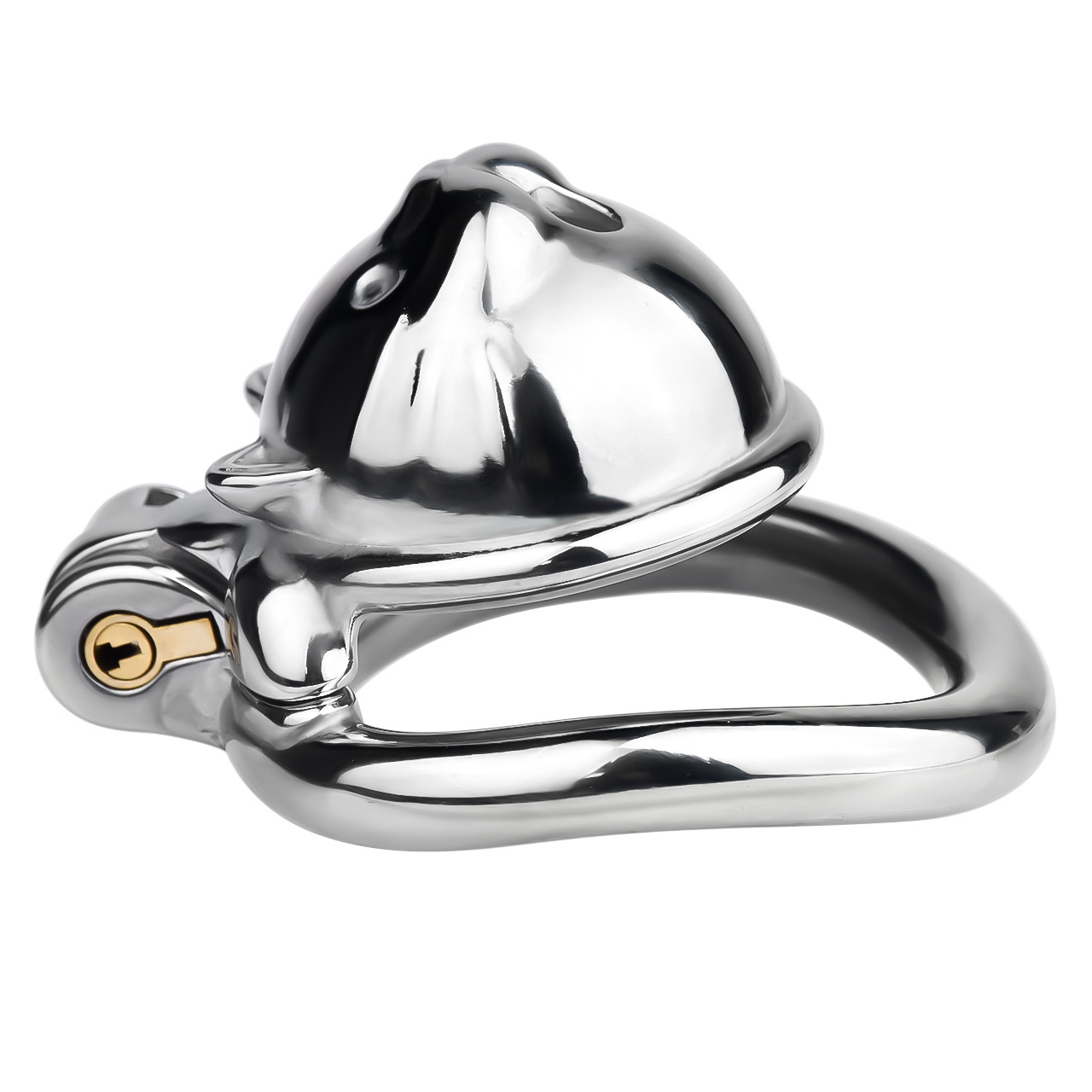 Cute Lucky Cat Small Chastity Cage Silver/Gold Metal Cock Lock