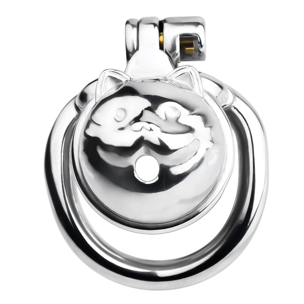 Cute Lucky Cat Small Chastity Cage Silver/Gold Metal Cock Lock