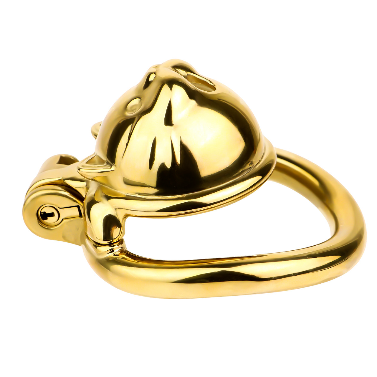 Cute Lucky Cat Small Chastity Cage Silver/Gold Metal Cock Lock