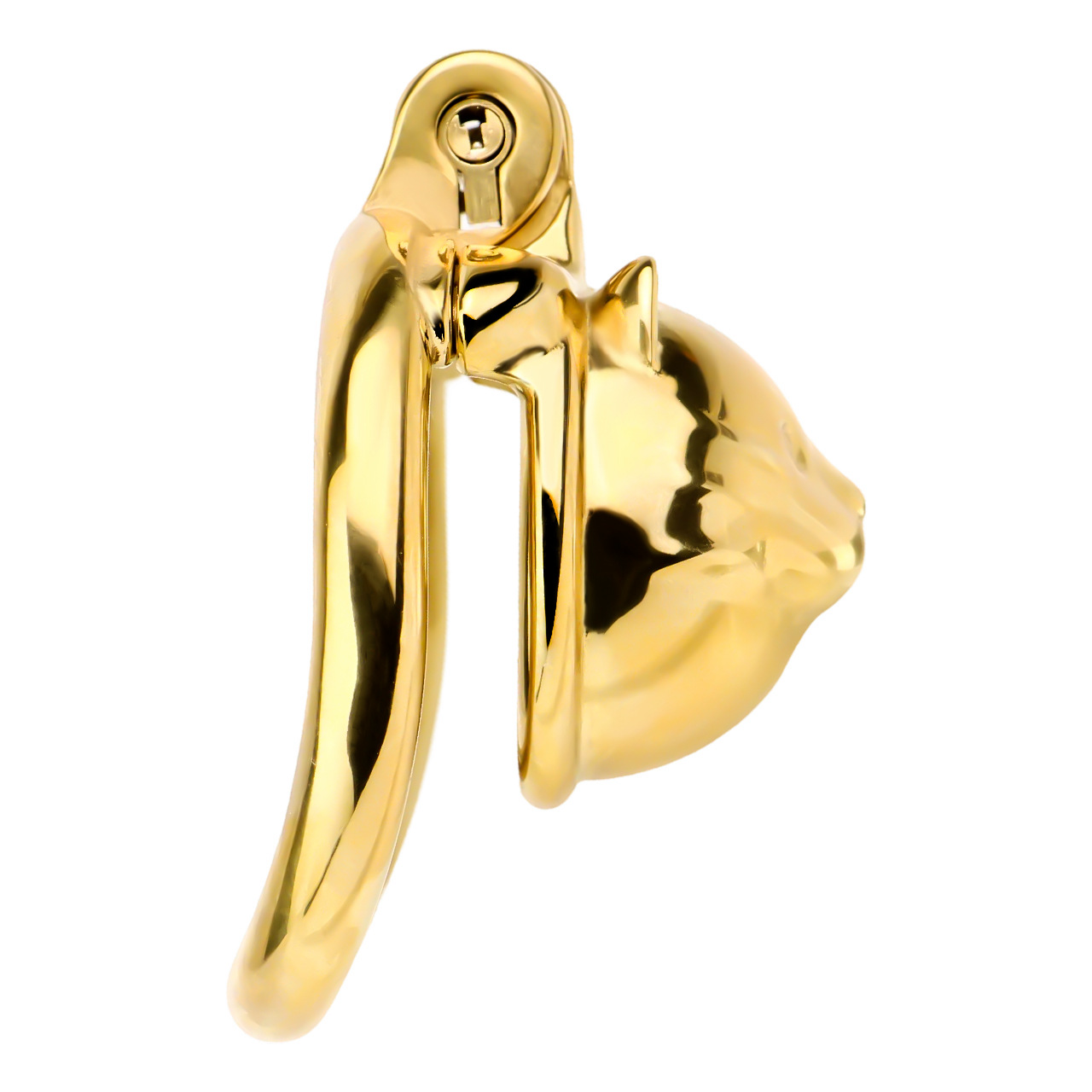 Cute Lucky Cat Small Chastity Cage Silver/Gold Metal Cock Lock
