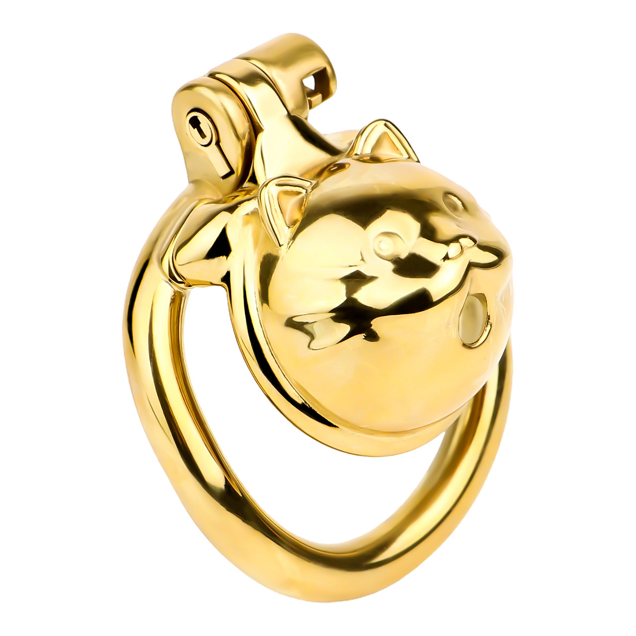 Cute Lucky Cat Small Chastity Cage Silver/Gold Metal Cock Lock
