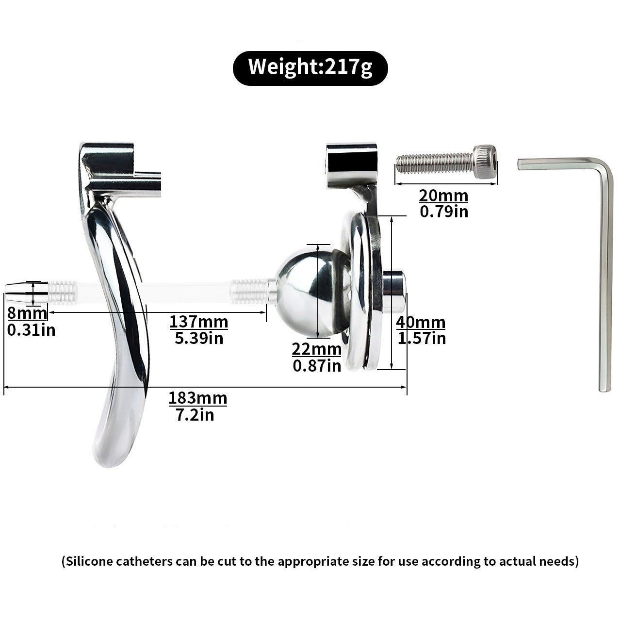 Micro Negative Inverted Flat Chastity Cage with Silicone Urethral Catheter