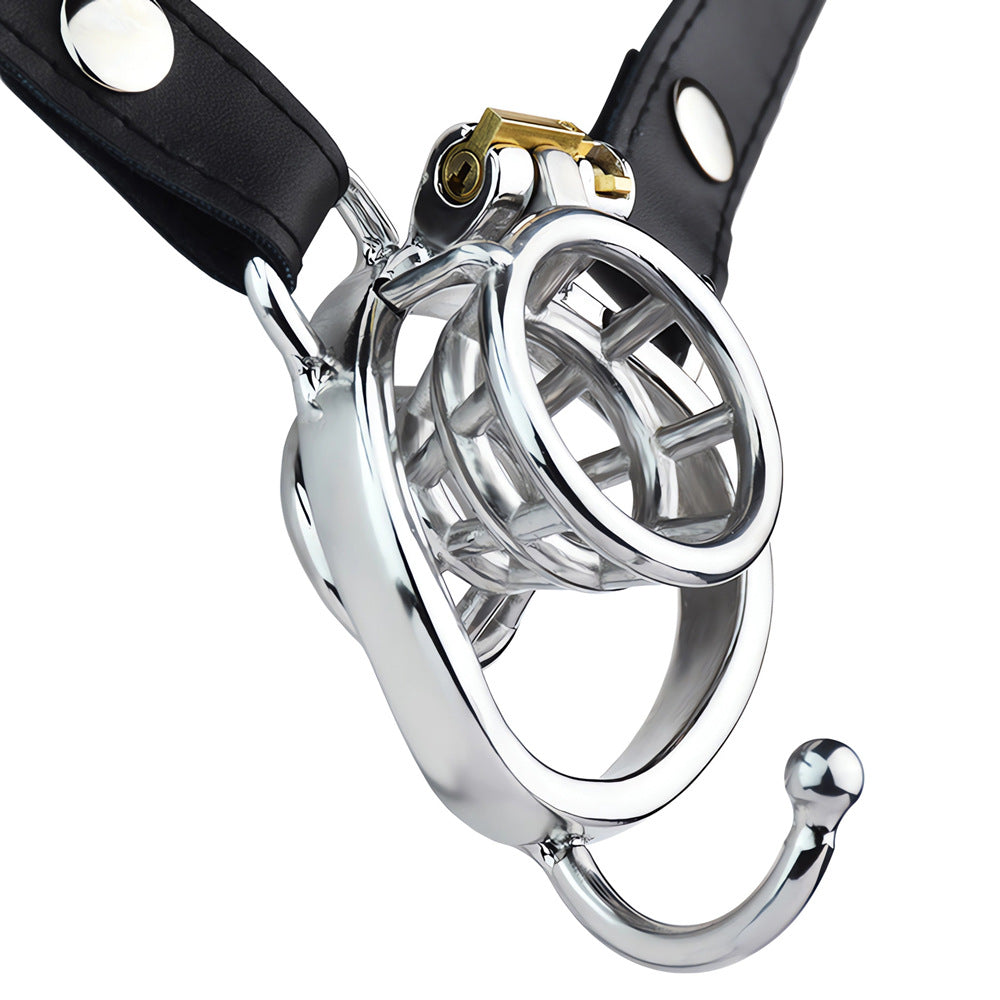 Negative Chastity Cage with Belt and Scrotum Holder