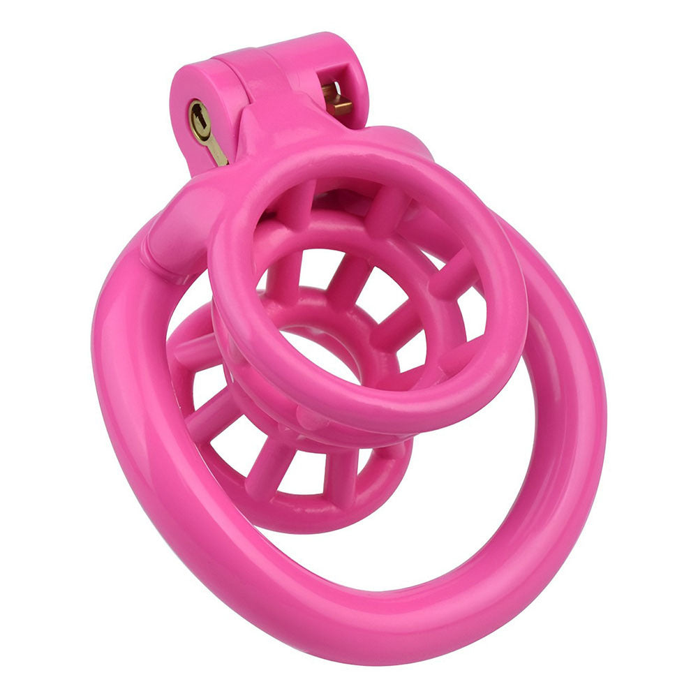 Pink Resin Inverted Negative Chastity Cage Breathable Lightweight Male Chastity Device