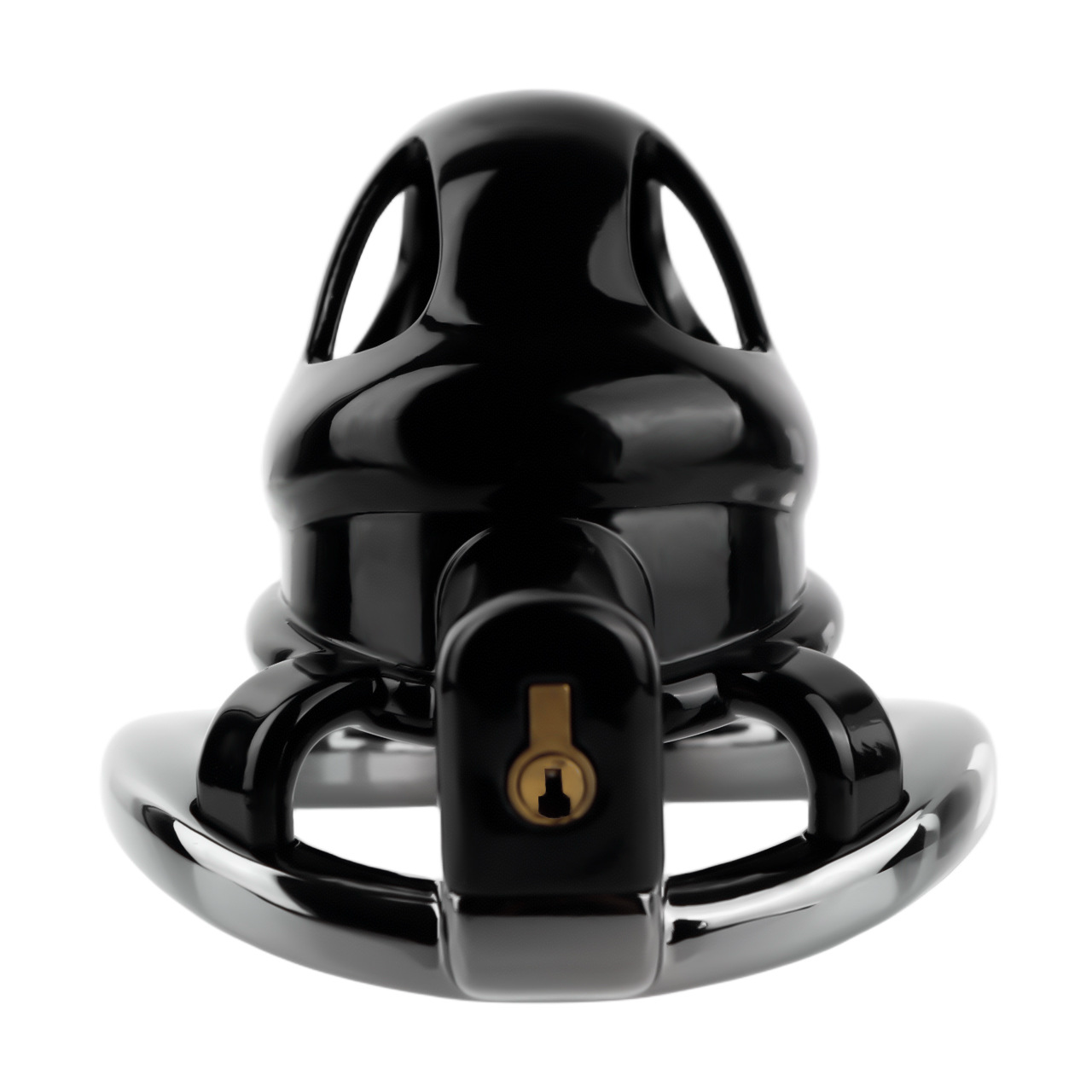 Black Cobra Resin Chastity Cage with 4 Aluminum Alloy Base Rings Lightweight Comfy Cock Lock