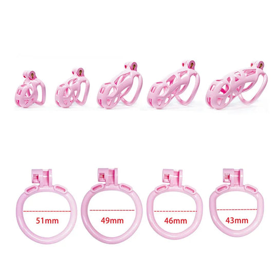 Lightweight Pink Chastity Cage With 4 Rings - KeepMeLocked