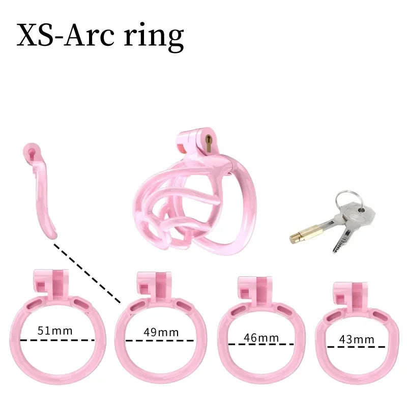 2023 New Cobra Spiral Pink Chastity Cage Set with 4 Penis Rings - KeepMeLocked