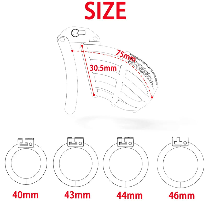 Short/Long Chastity Cage Set with 4 Rings - KeepMeLocked