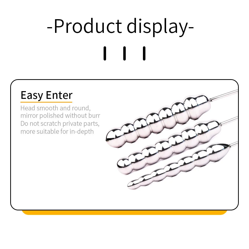 Beaded Thread Metal Urethral Sounding Dilator with Handle Stainless Steel Urethral Catheter Dilator Penis Plug