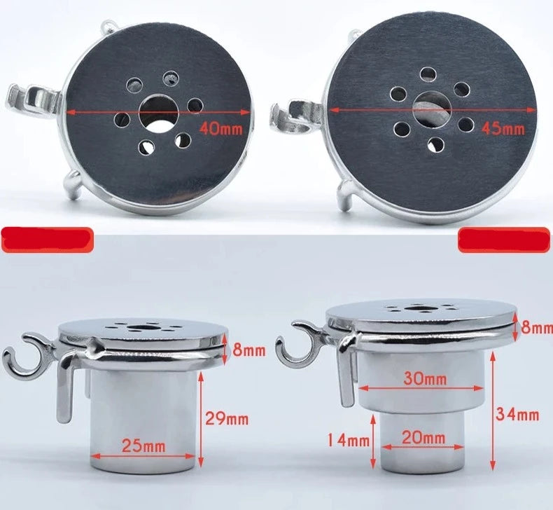 Flat Inverted Chastity Cage with Metal Urethral Catheter - KeepMeLocked