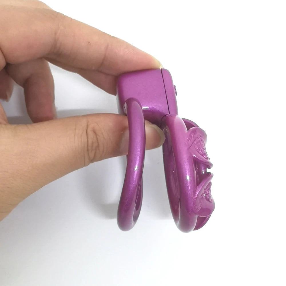 Purple Flower Chastity Cage For Sissy - KeepMeLocked