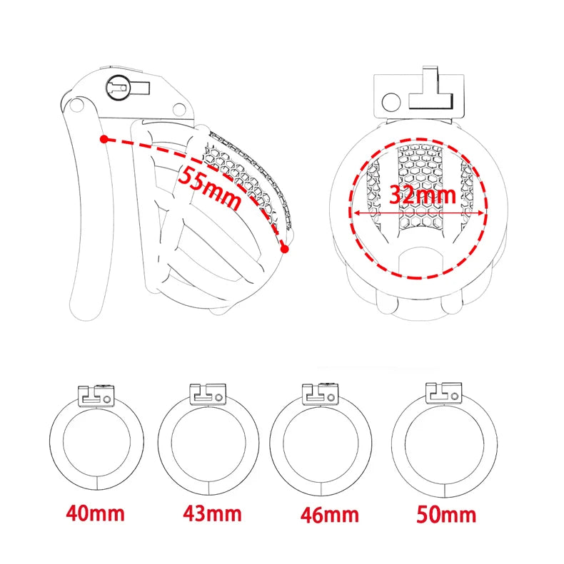 Short/Long Chastity Cage Set with 4 Rings - KeepMeLocked