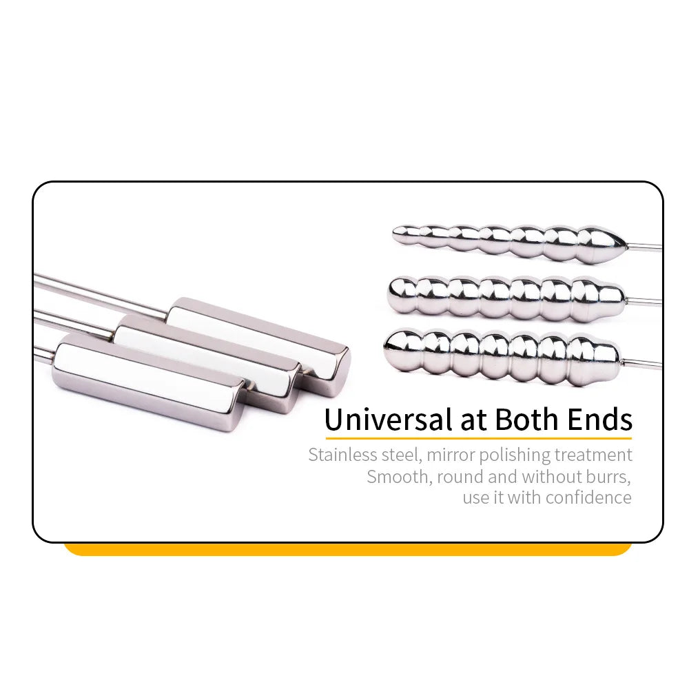 Beaded Thread Metal Urethral Sounding Dilator with Handle Stainless Steel Urethral Catheter Dilator Penis Plug