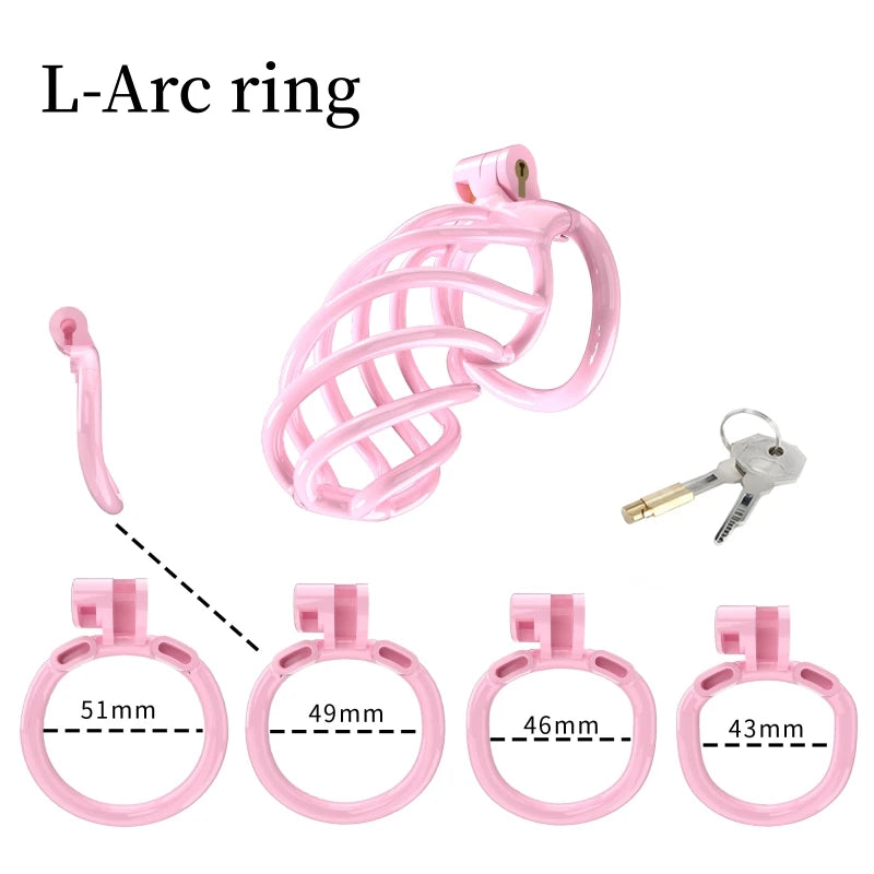 2023 New Cobra Spiral Pink Chastity Cage Set with 4 Penis Rings - KeepMeLocked