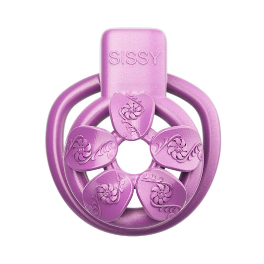 Purple Flower Chastity Cage For Sissy - KeepMeLocked