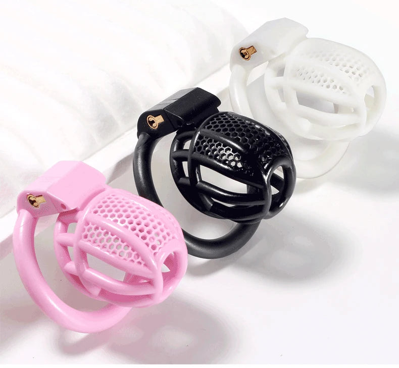 Short/Long Chastity Cage Set with 4 Rings - KeepMeLocked