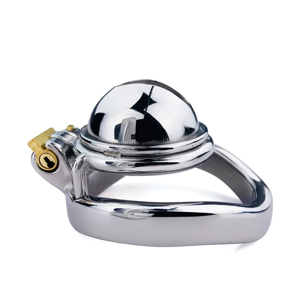 Stainless Steel Micro Chastity Cage With Urethral Pussy Hole - KeepMeLocked