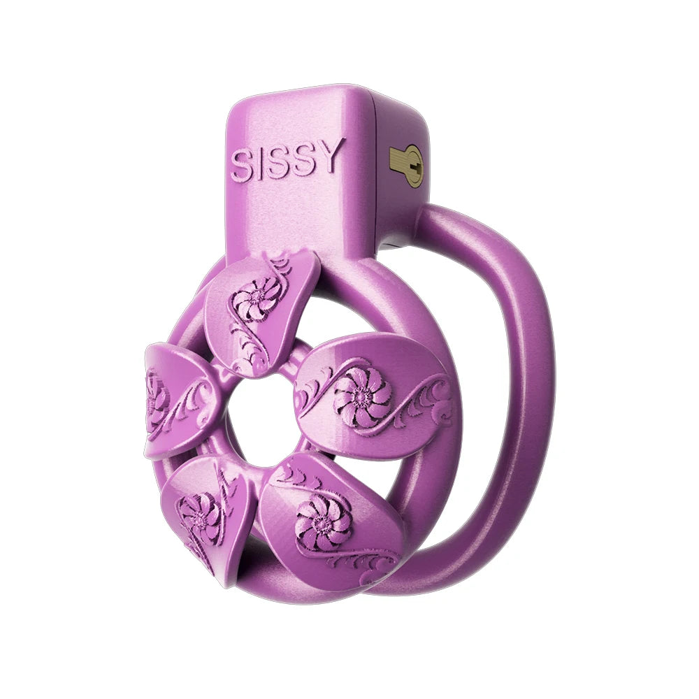 Purple Flower Chastity Cage For Sissy - KeepMeLocked