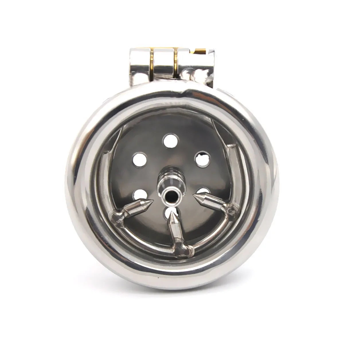 Flat Chastity Cage with Catheter and Spiked Ring - KeepMeLocked