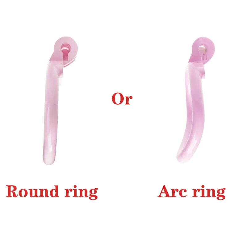 2023 New Cobra Spiral Pink Chastity Cage Set with 4 Penis Rings - KeepMeLocked