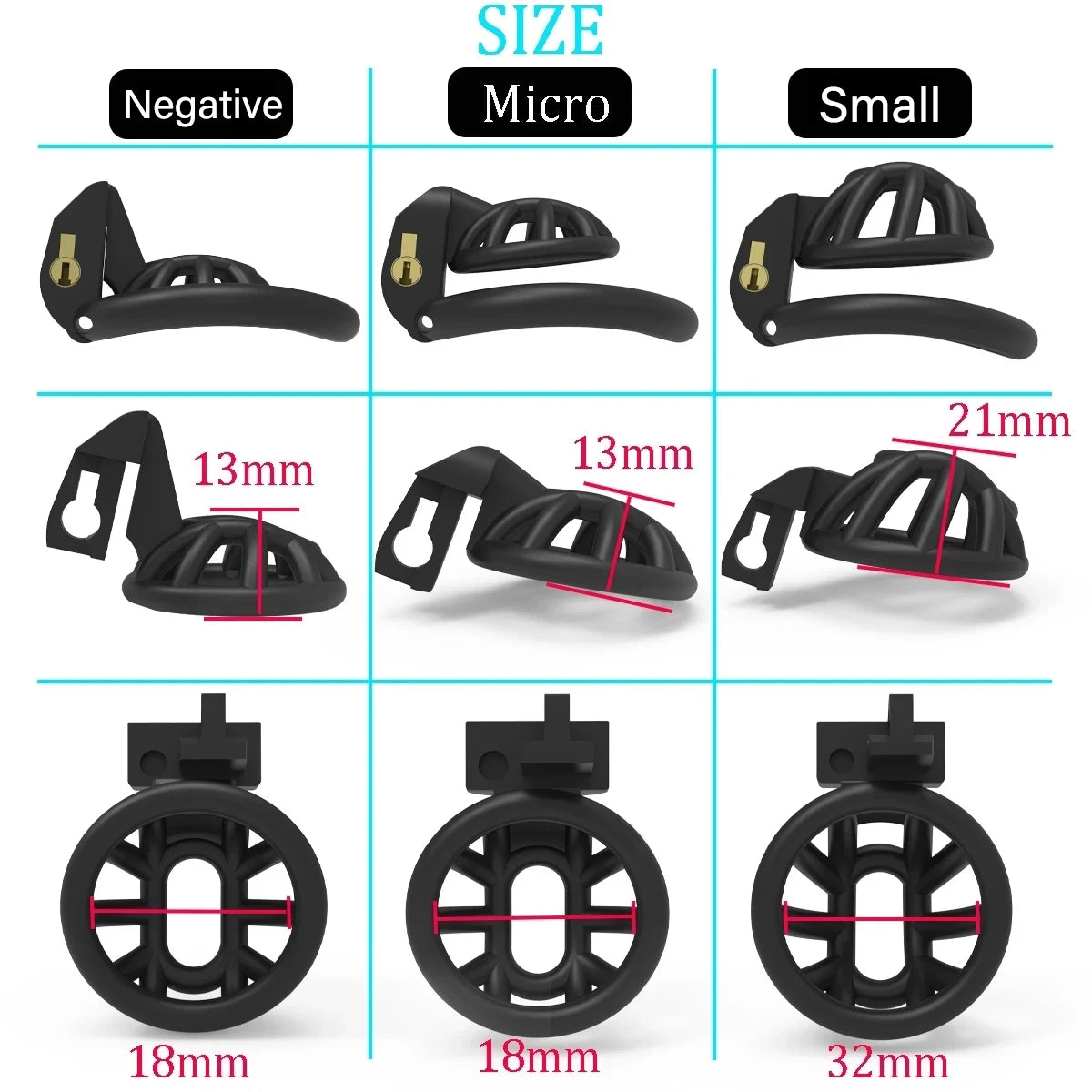 Negative/Micro/Small Chastity Cage Set with 4 Rings - KeepMeLocked