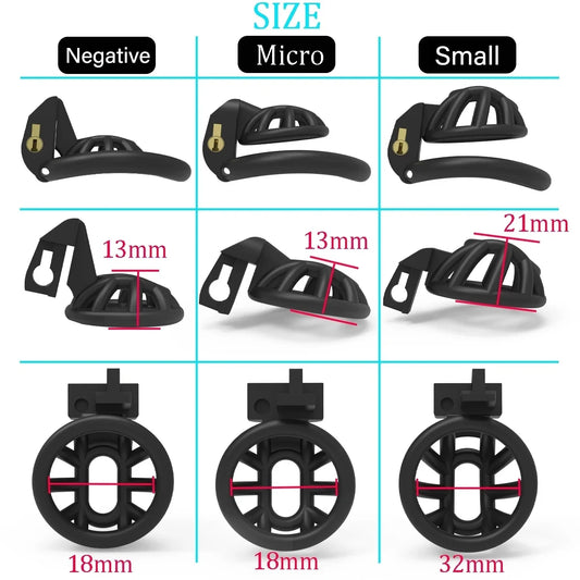Negative/Micro/Small Chastity Cage Set with 4 Rings - KeepMeLocked