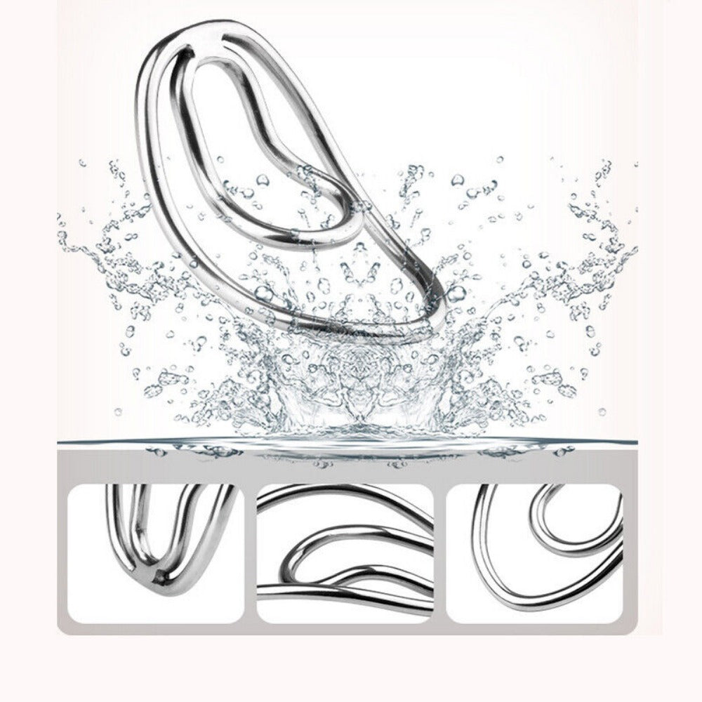 Metal Fufu Clip Penis Ring For Sissy - Silver - KeepMeLocked