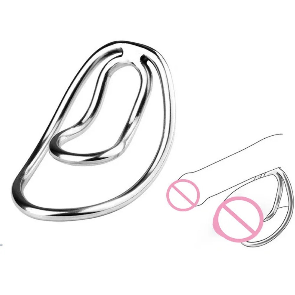 Metal Fufu Clip Penis Ring For Sissy - Silver - KeepMeLocked