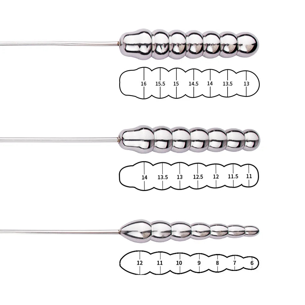 Beaded Thread Metal Urethral Sounding Dilator with Handle Stainless Steel Urethral Catheter Dilator Penis Plug