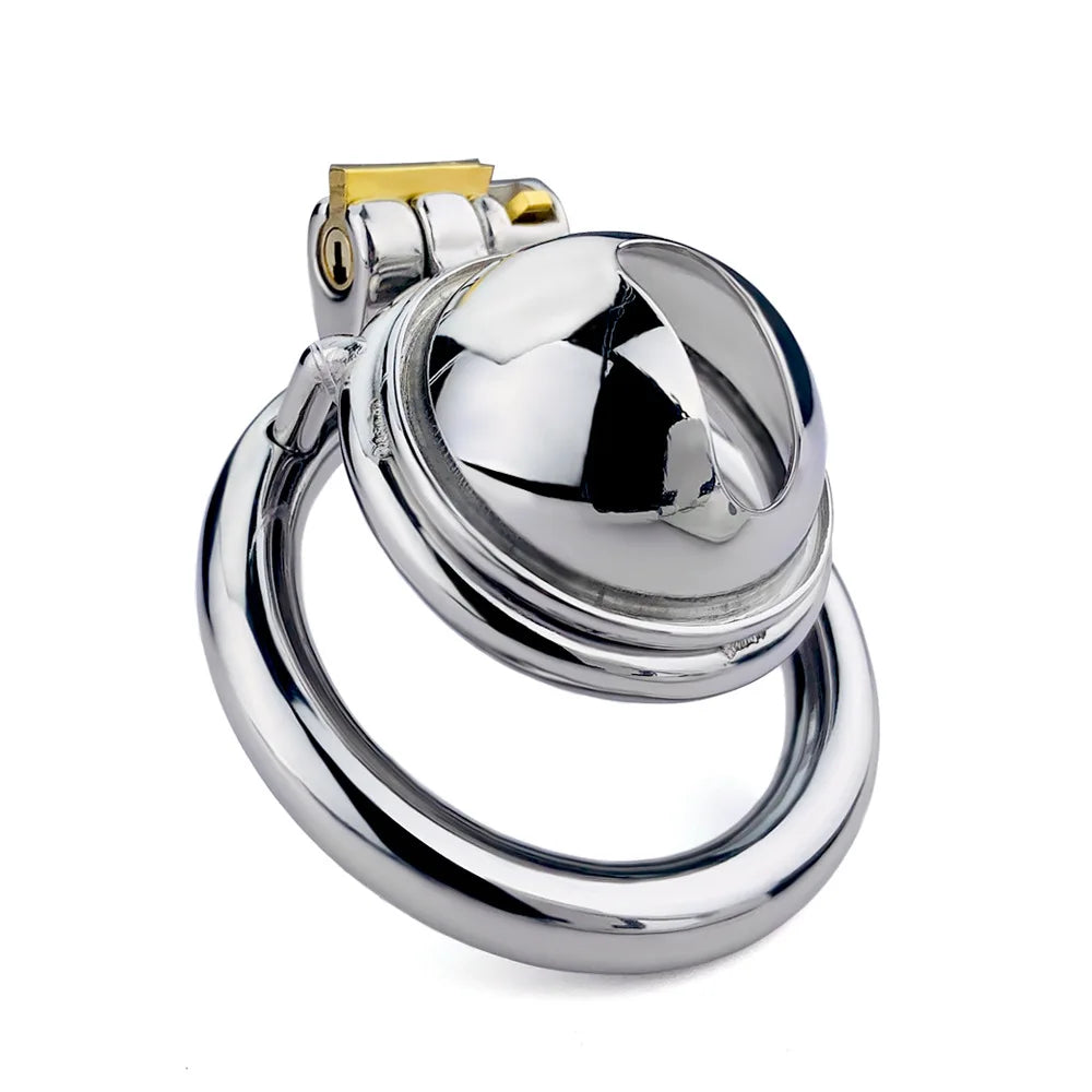 Stainless Steel Micro Chastity Cage With Urethral Pussy Hole - KeepMeLocked