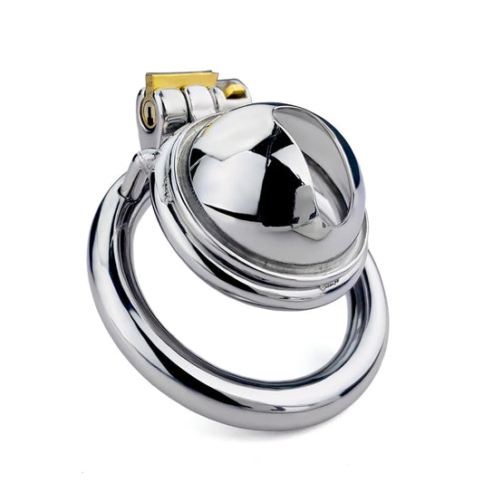 Stainless Steel Micro Chastity Cage With Urethral Pussy Hole - KeepMeLocked
